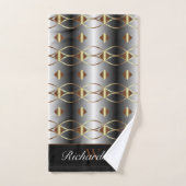 Luxe goud zwart en zilver monogram bad handdoek (Handdoek)