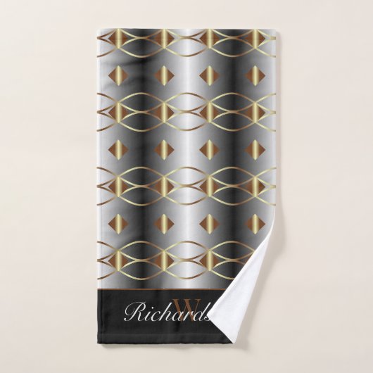 Luxe goud zwart en zilver monogram bad handdoek (Handdoek)