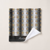 Luxe goud zwart en zilver monogram bad handdoek (Wasdoekje)