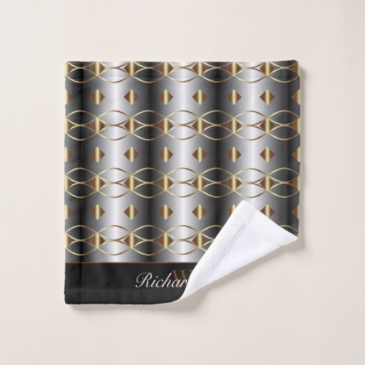 Luxe goud zwart en zilver monogram bad handdoek (Wasdoekje)