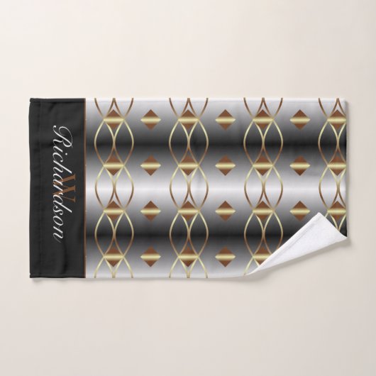 Luxe goud zwart en zilver monogram bad handdoek (Handdoek)