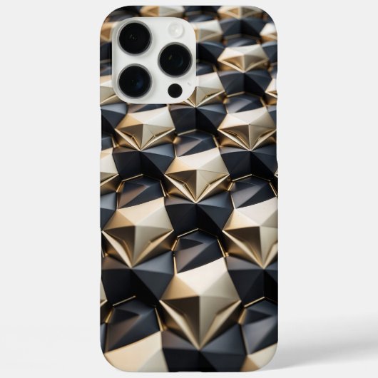 Luxe Goud Zwart Geometrisch 3D Patroon Case-Mate iPhone Case (Achterkant)