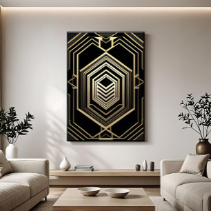 Luxe Goud Zwart Geometrisch Schild Poster