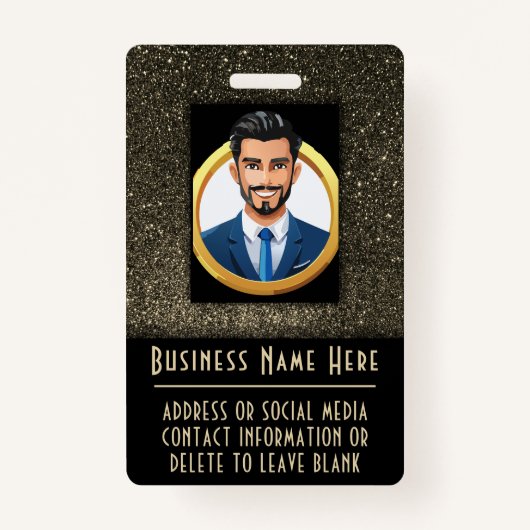 Luxe Goud & Zwart ID Badge Sjabloon Zakelijk (Achterkant)