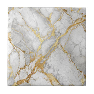 Luxe Goudader Witte Marmer Steen Design Tegeltje