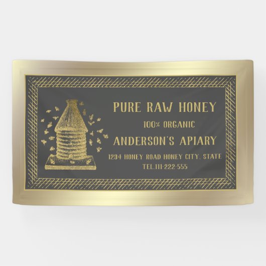 Luxe goudbijenkorsbijenkorf spandoek (Horizontaal)