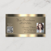 Luxe goudbruin met Logo QR-code en foto Visitekaartje (Achterkant)