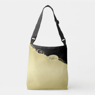Luxe gouddecoratief op goud en zwart, Monogram, Crossbody Tas
