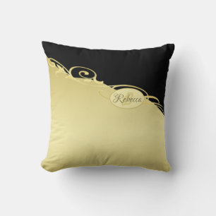 Luxe gouddecoratief op goud en zwart, Monogram Kussen