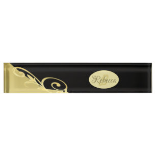 Luxe gouddecoratief op goud en zwart, Monogram Naambordje