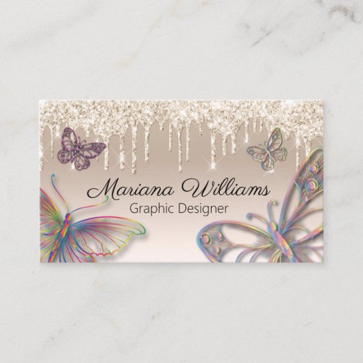luxe gouddruppels voor regenboogvlinders visitekaartje (Voorkant)