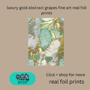 Luxe gouden abstracte druiven Fine Art Real Folie Afdrukken