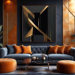 Luxe Gouden Abstracte Geometrische Architectuur Canvas Afdruk