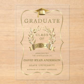 Luxe gouden Afstuderen aankondiging Acryl Uitnodigingen (Voorkant)