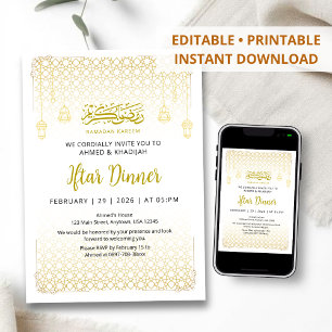 Luxe Gouden Arabesque Patroon Iftar Uitnodiging