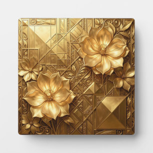 Luxe gouden Art Deco bloemmotief met reliëf Fotoplaat