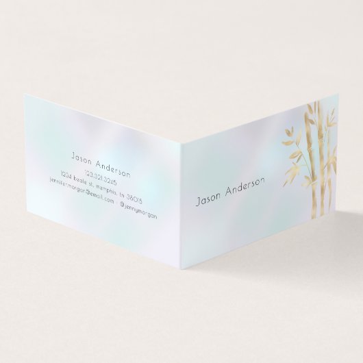 Luxe gouden bamboe QR Code Visitekaartje (Buitenkant)