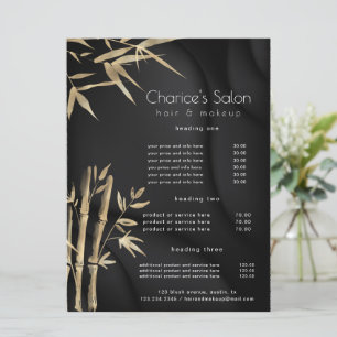 Luxe Gouden Bamboe Salon Prijs Kaart
