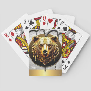 Luxe Gouden Beer Embleem Metaal Stijl 🐻 Pokerkaarten
