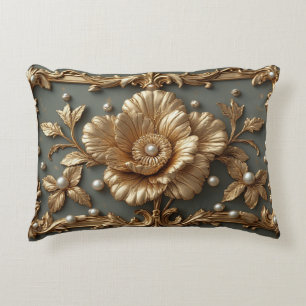 Luxe Gouden Bloem Frame Accent Kussen