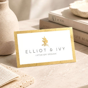 Luxe Gouden Bloem Interieur Ontwerper Visitekaartje