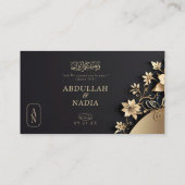 Luxe Gouden Bloem Islamitisch Huwelijk QR Rsvp Informatiekaartje (Achterkant)