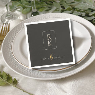 Luxe Gouden Bloem Minimalistische Aangepaste Monog Servet
