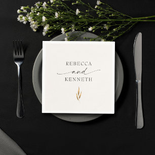 Luxe gouden bloemen minimalistische bruiloft servet