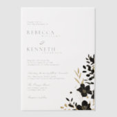 Luxe gouden bloemen minimalistische bruiloft vellum uitnodigingen (Voorkant)