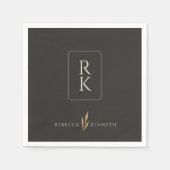 Luxe Gouden Bloemen Minimalistische Custom Monogra Servet (Voorkant)