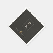 Luxe Gouden Bloemen Minimalistische Custom Monogra Servet (Hoek)