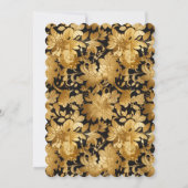 Luxe gouden bloemendruk op zwarte achtergrond  kaart (Achterkant)