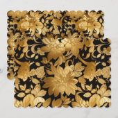 Luxe gouden bloemendruk op zwarte achtergrond  kaart (Voorkant / Achterkant)