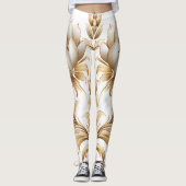 Luxe gouden bloemmotief Leggings (Voorkant)