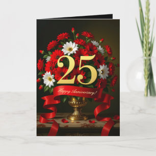 Luxe Gouden Boeket voor 25e Trouwdag Kaart