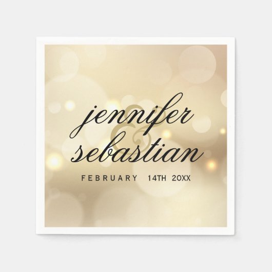 Luxe gouden bokeh BRUILOFT MONOGRAM Servet (Voorkant)