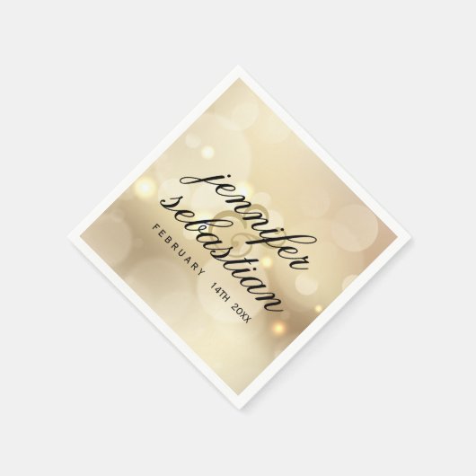 Luxe gouden bokeh BRUILOFT MONOGRAM Servet (Hoek)