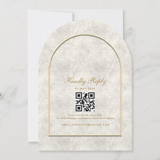 Luxe gouden bruiloft uitnodiging met QR-code (Achterkant)