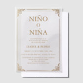 Luxe Gouden Crème Spaans Geslacht Onthulling Vellum Uitnodigingen (Offset)