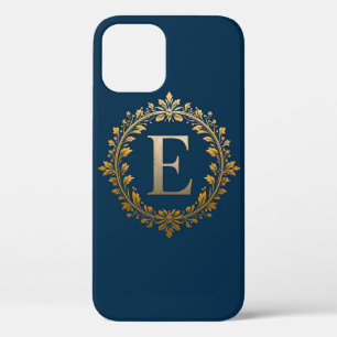 Luxe Gouden E Monogram Elegante Glitter Initiaal iPhone 12 Hoesje