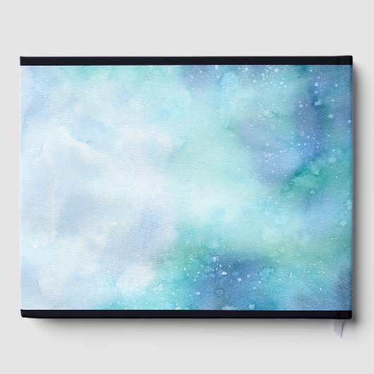 Luxe gouden en blauwe Abstracte oceaan strand brui Gastenboek (Achterkant)