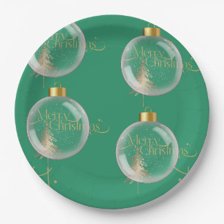 Luxe gouden en groene kerst papieren bordje