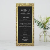 Luxe Gouden en Zwarte Bruiloft Menu (Staand voorkant)