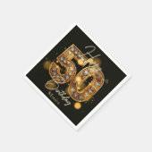 Luxe gouden en zwarte edelsteen 50e verjaardag servet (Hoek)