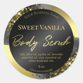 Luxe gouden en zwarte glitter body scrub labels