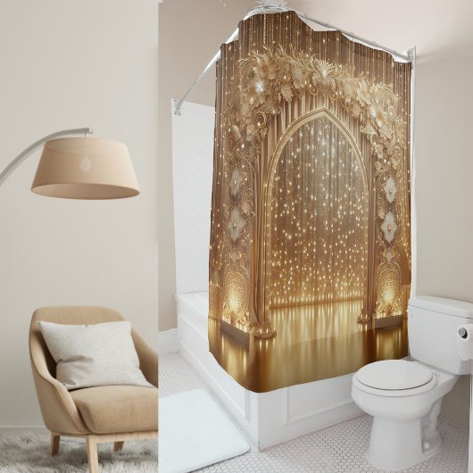 Luxe gouden feestboog: elegante bruiloft douchegordijn