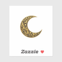 Luxe Gouden Filigraan Halve Maan Sticker Esthetiek