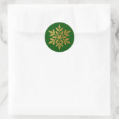 Luxe Gouden Folie Sneeuwvlok Groene Envelop Seal Ronde Sticker (Tas)