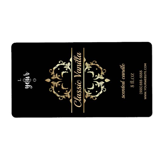 Luxe Gouden Frame Verticale Geurkaars Etiket (Voorkant)