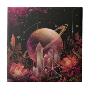 Luxe Gouden Galaxy Planeet Paarse Ruimte Tegeltje